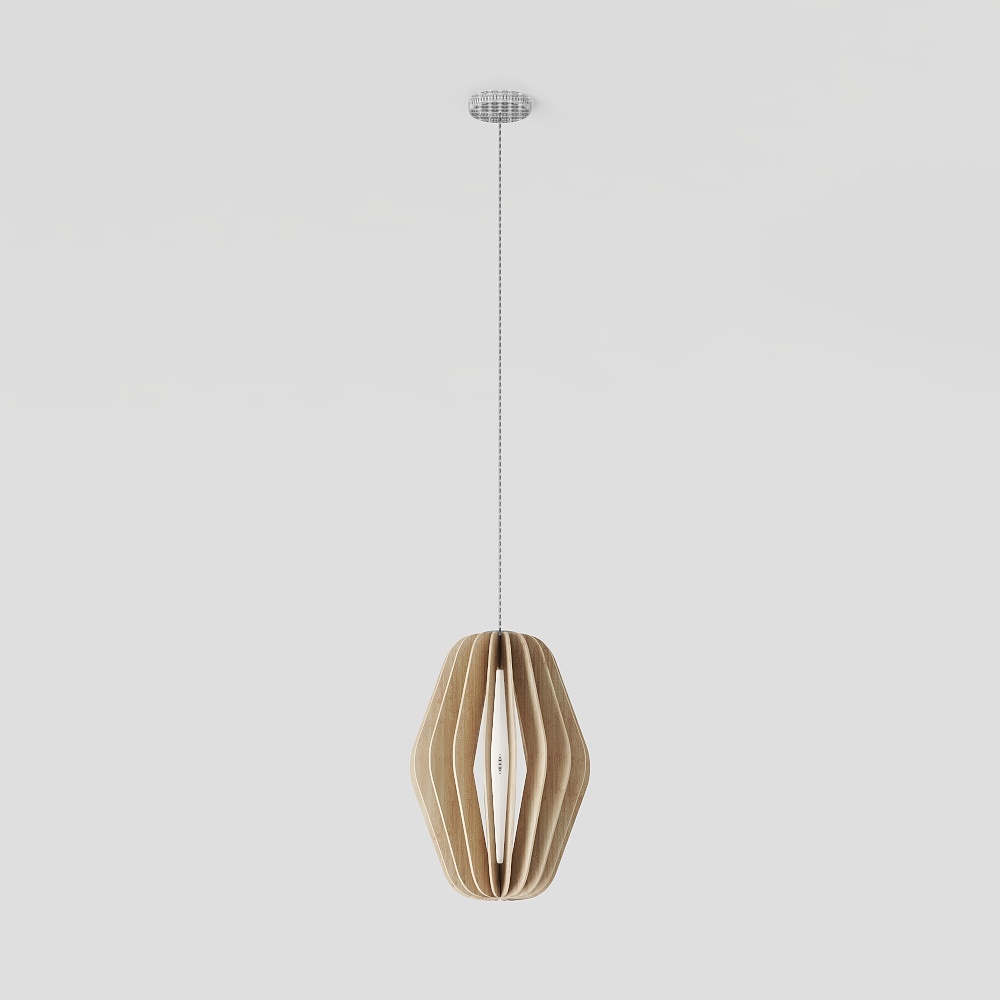 Origami Pendant Light 3D Model – Minimalist Wood Design