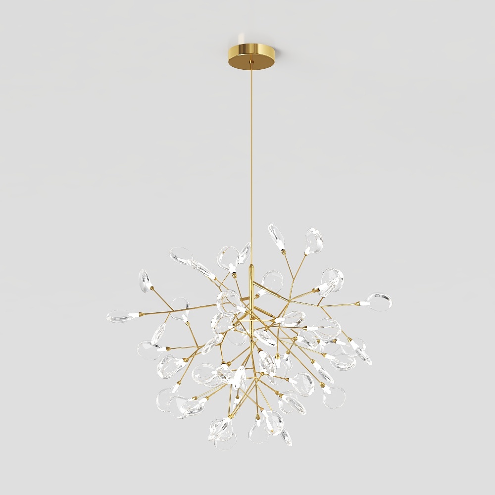 Elegant Crystal Chandelier 3D Model – Gold & Crystal Design