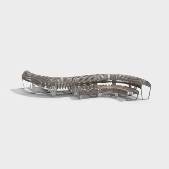 Curved Bench 3D model for Modern Spaces