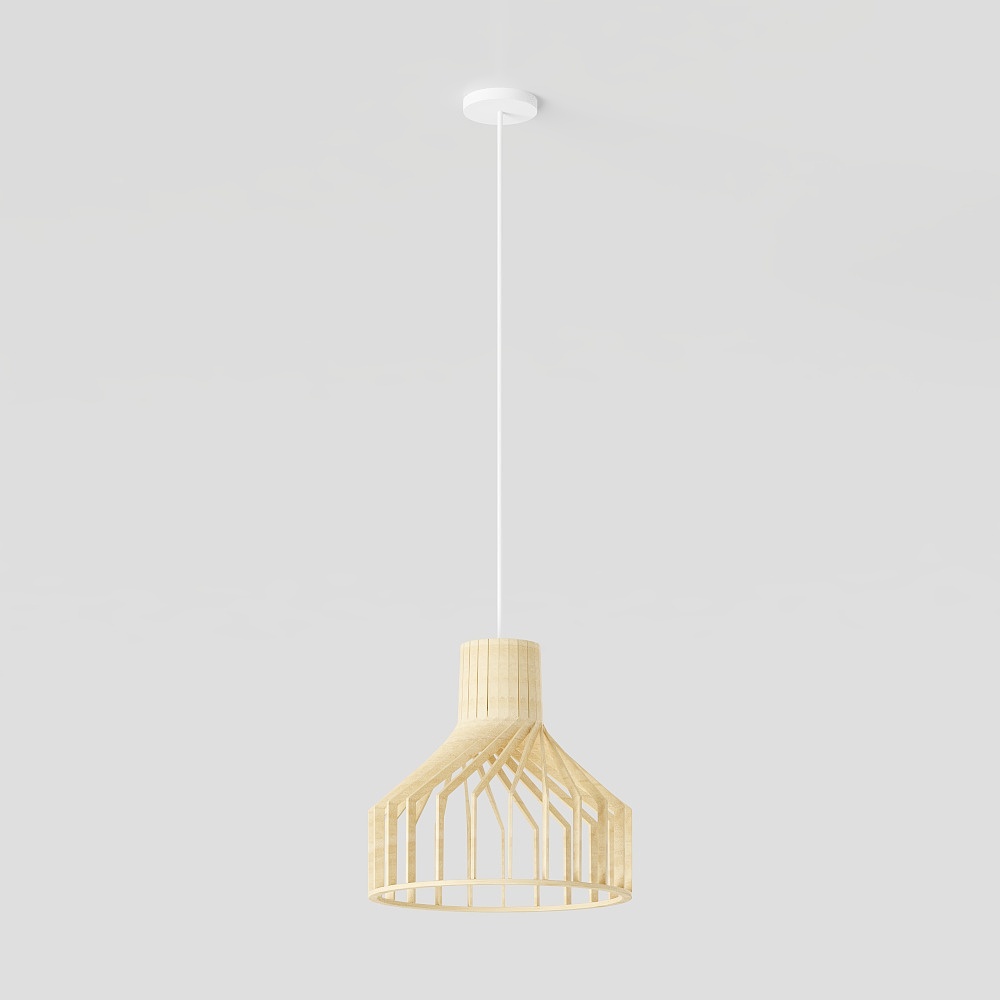Stylish Low-Poly Pendant Light Model – Natural Wood Design
