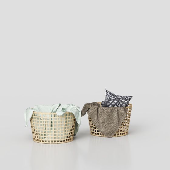 Elegant Woven Basket 3D model for Versatile Use