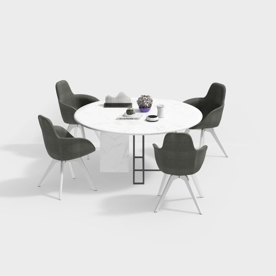 Urban Living Room Dining Table and Chairs Set 3D model