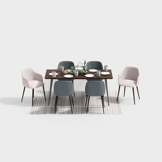 Urban Dining Table and Chair Set 3D model