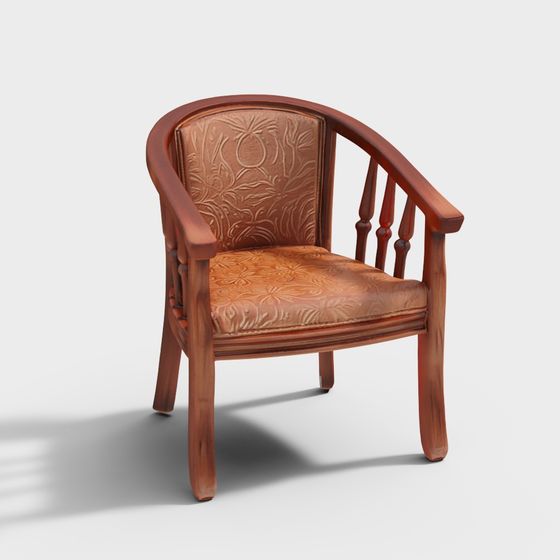 Elegant Vintage Leather Chair 3D model