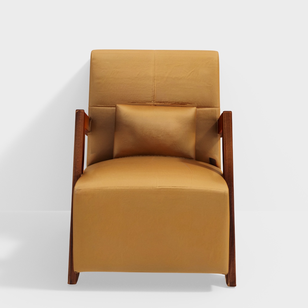 Leatherette Lounge Chair in Camel Brown