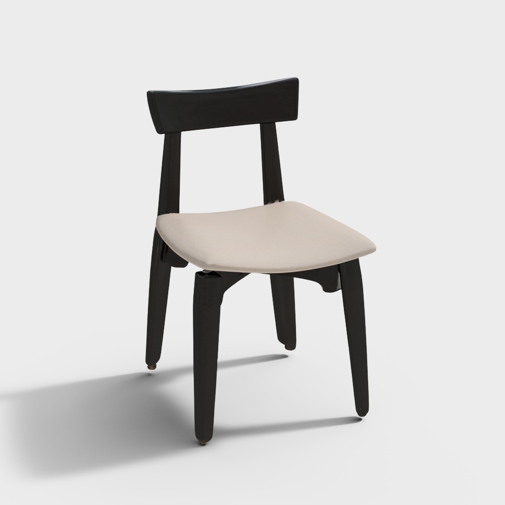 Chaise de salle à manger en bois massif finition noyer profond