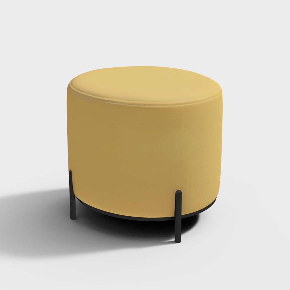 Abstract Energy Fabric Pouf in Spicy Mustard Colour