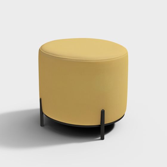 Abstract Energy Fabric Pouff in Spicy Mustard Colo