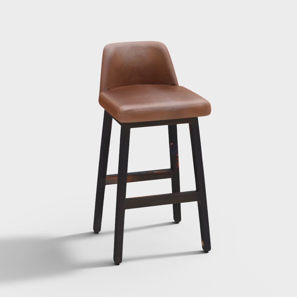 Glen Solid Wood and Upholstered Bar Stool in Walnut Colour