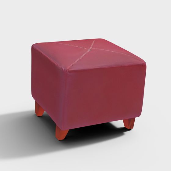 Premium Leatherette Ottoman in Brick Red