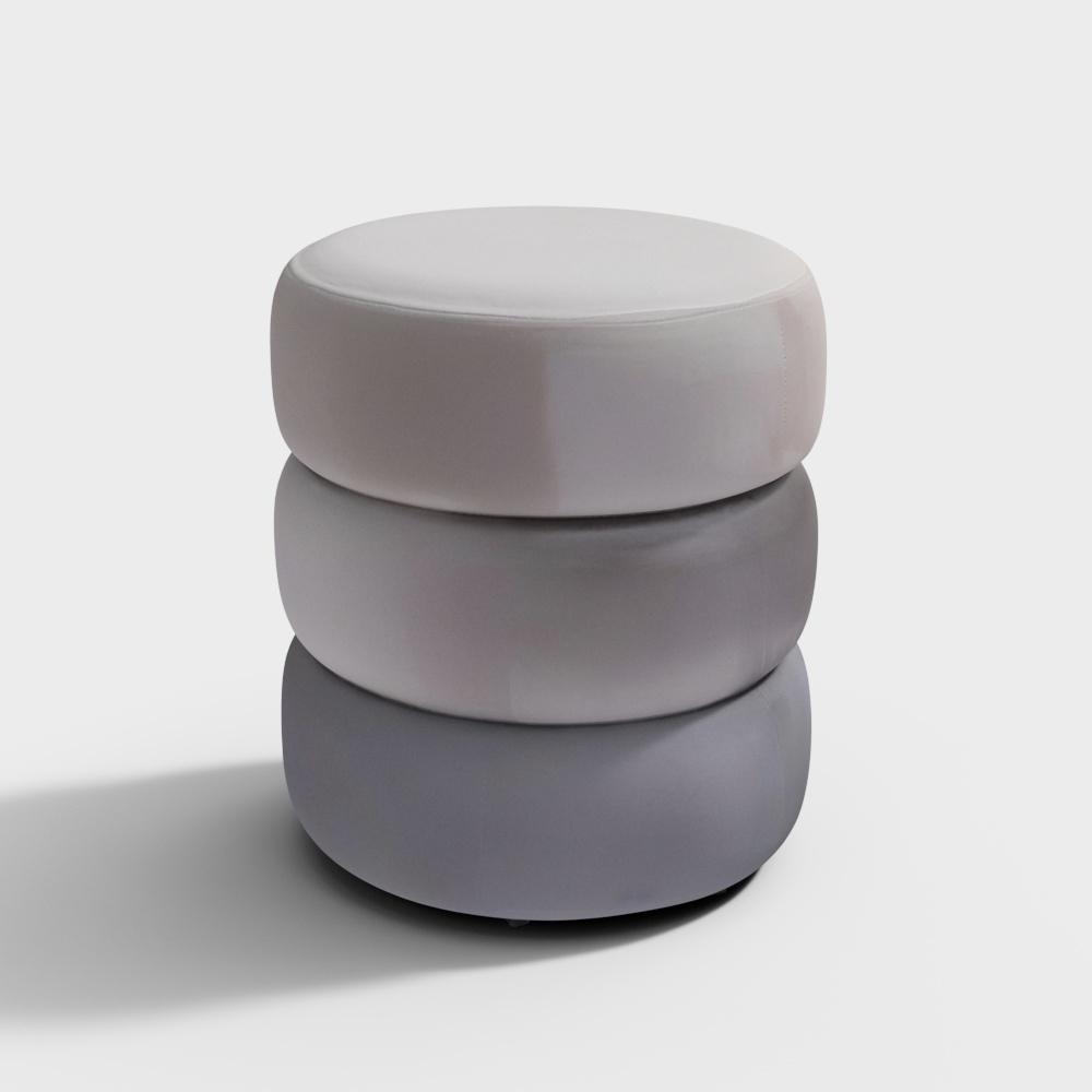 Velvet Tiered Pouffe in Shades of Grey