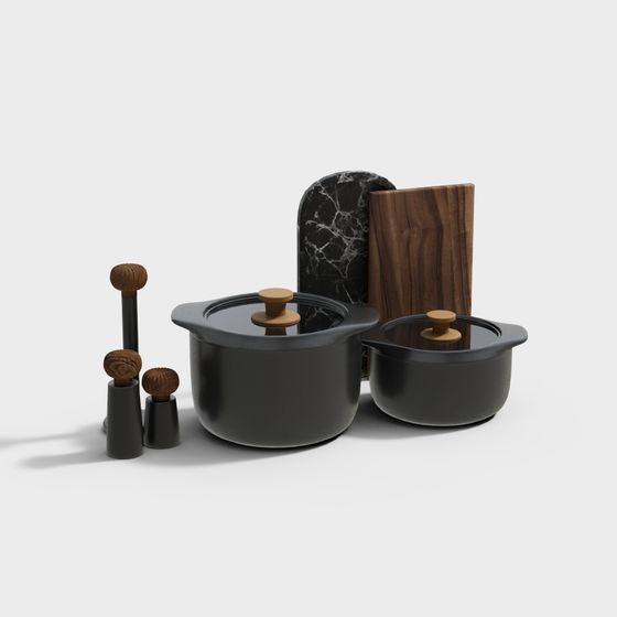 Stylish Low-Poly Kitchen Set 3D Model for Modern Designers