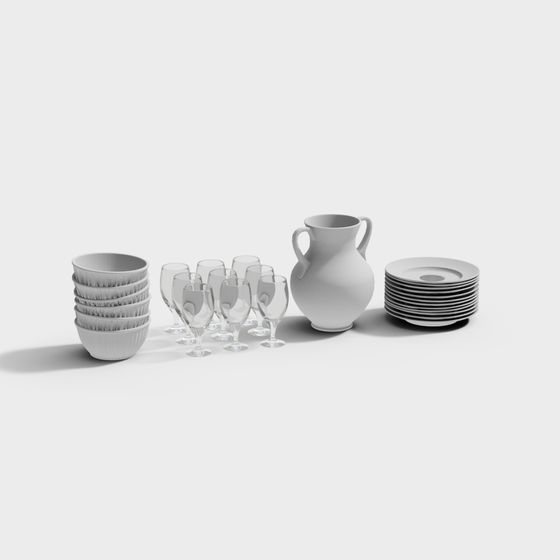 Stylish Tableware 3D model for Elegant Dining