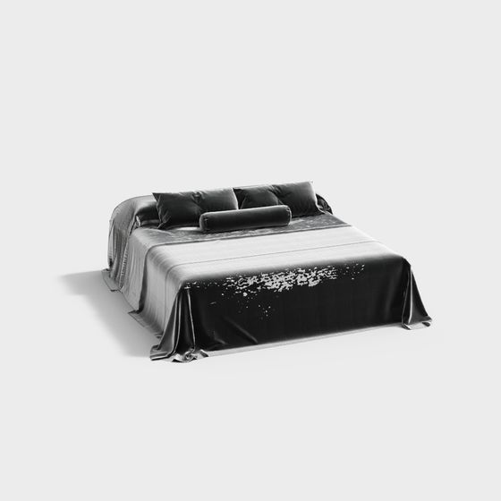 Elegant Low-Poly Bed 3D model for Modern Interiors