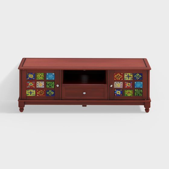 Colorful Tiles TV Stand 3D model