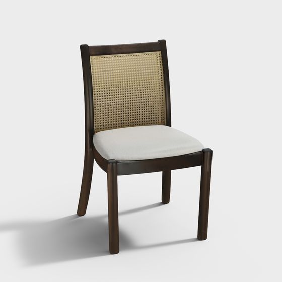 Elegant Low-Polygon Dining Chair 3D model