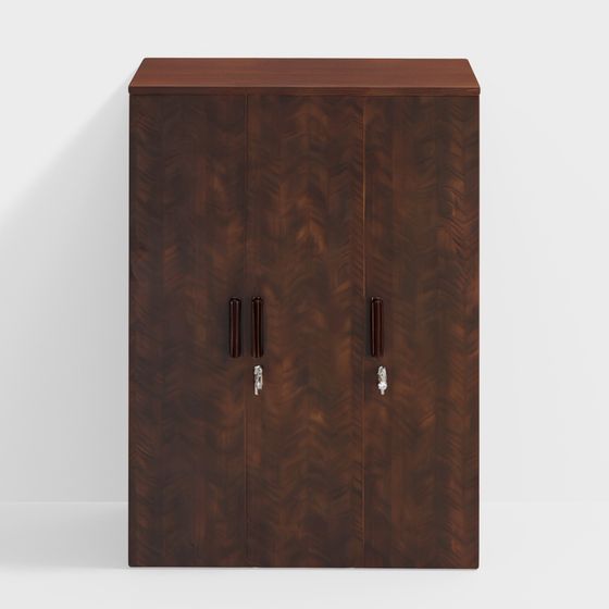 3 Door Wardrobe in Dark Cherry Finish