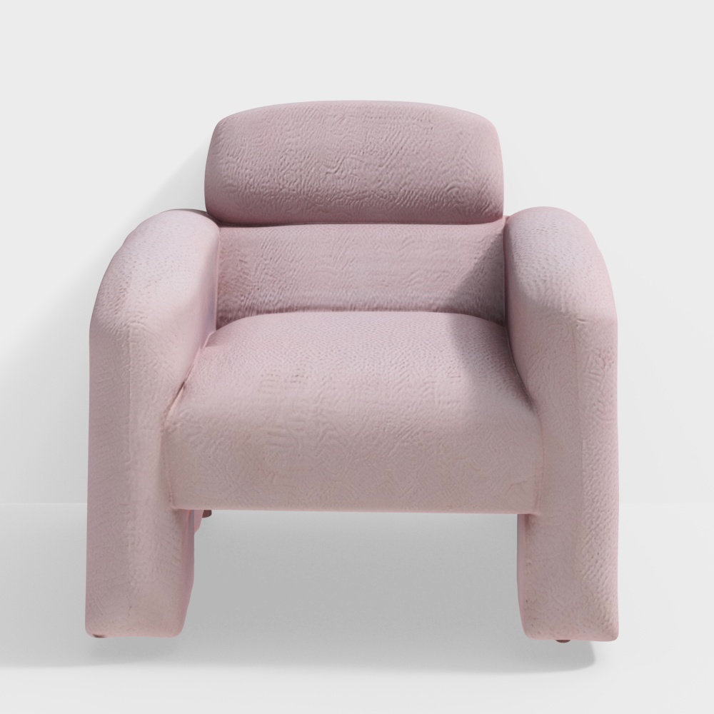 Chenille Lounge Chair in Blush Pink