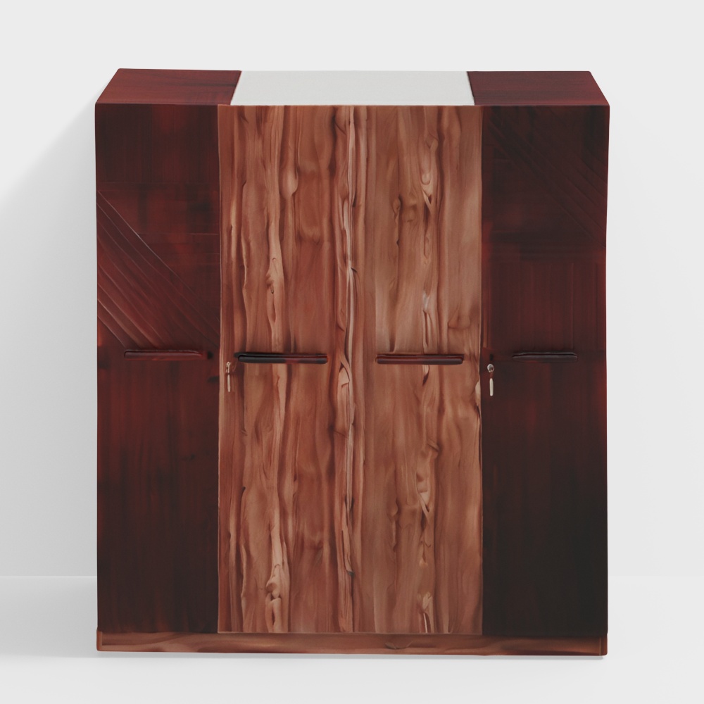 Veneer 4-Door Wardrobe in Walnut Finish