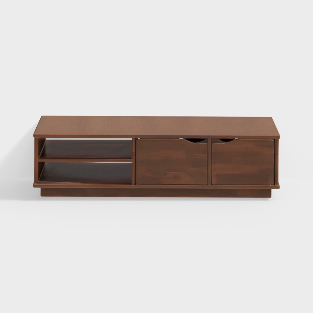 Modern Minimalist TV Cabinet 3D Model – Low-Poly Wood Design