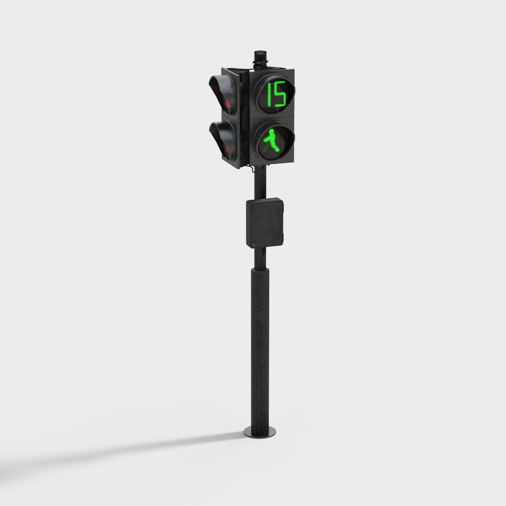 Low Polygon Pedestrian Traffic Signal Light 3D model