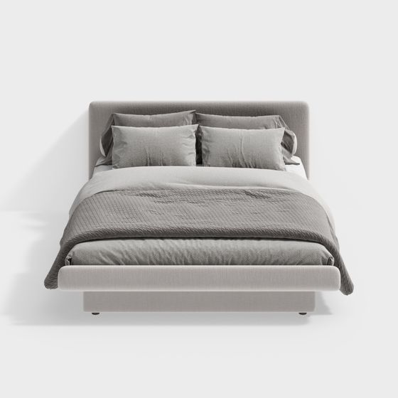 Elegant Low-Polygon Bed 3D model