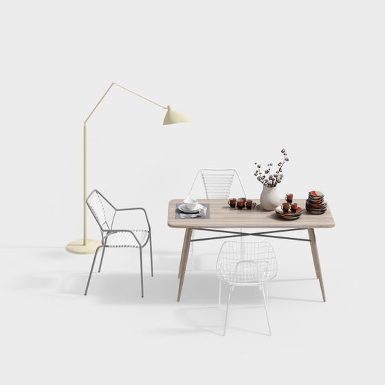 Modern Urban Dining Table and Chair Set 3D model