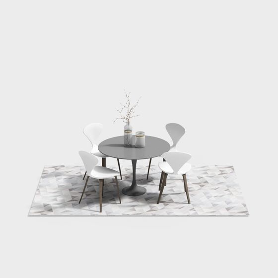 Minimalist Dining Table and Chairs Set 3D model