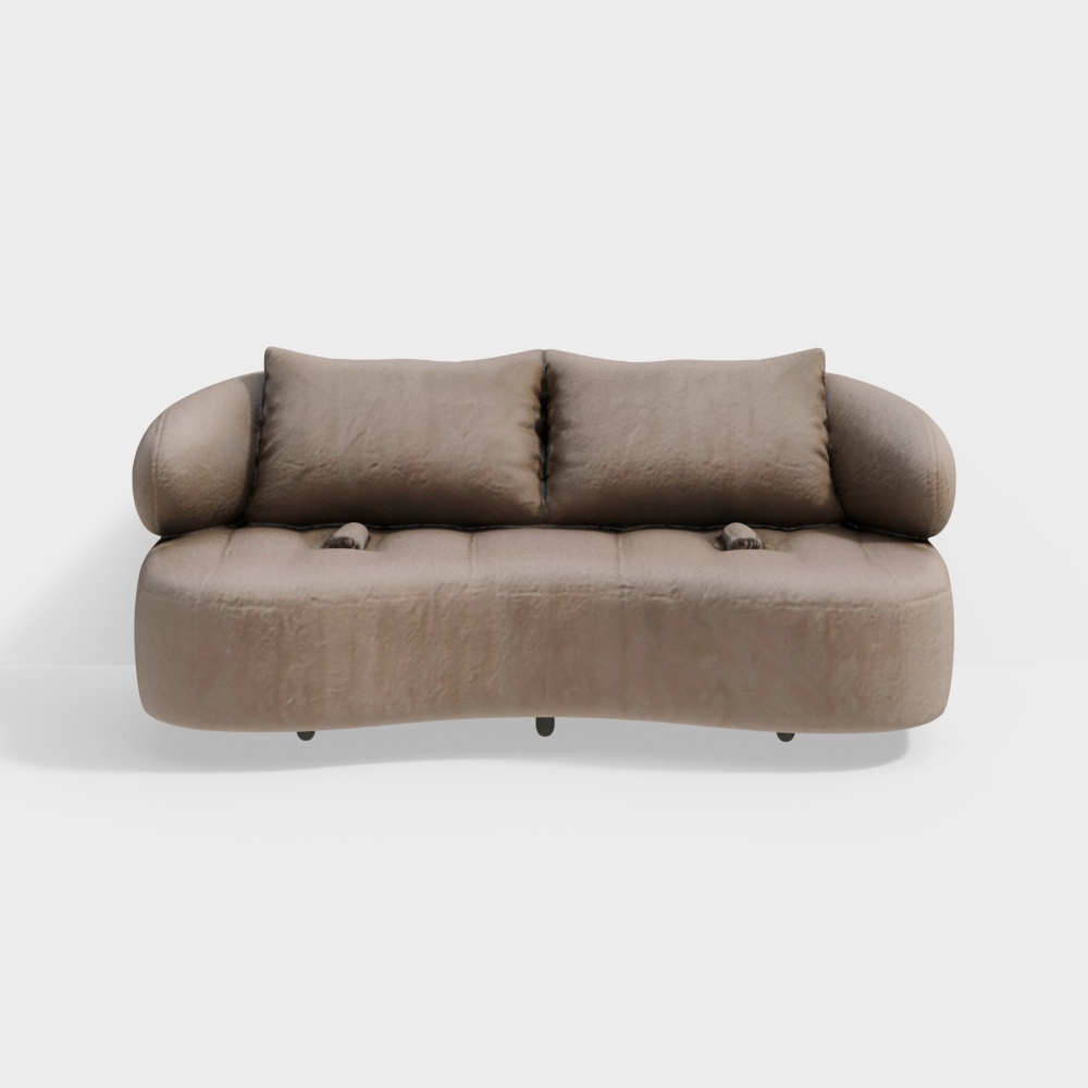 Stylish Low Poly Sofa 3D Model – Beige Leather Comfort
