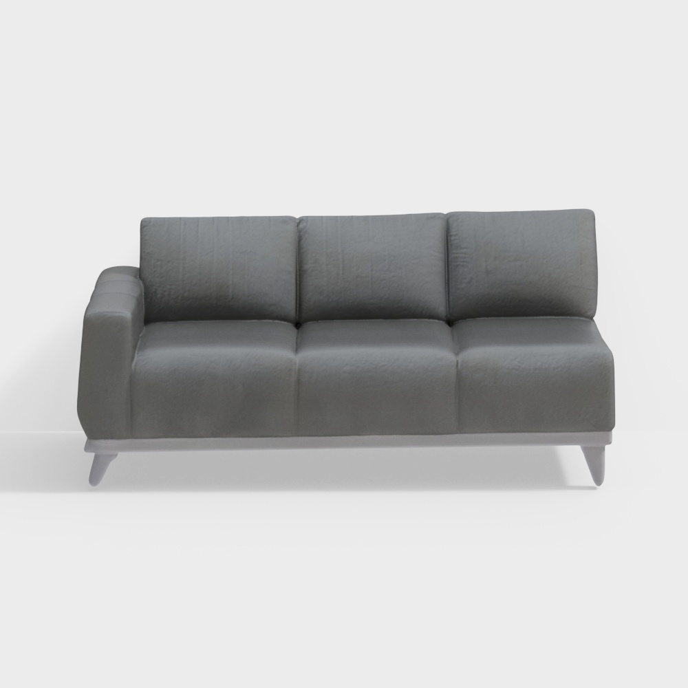 Modern Low-Polygon Sofa 3D Model – Gray Fabric Design