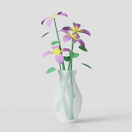 Flower Vase with Orchids 3D model