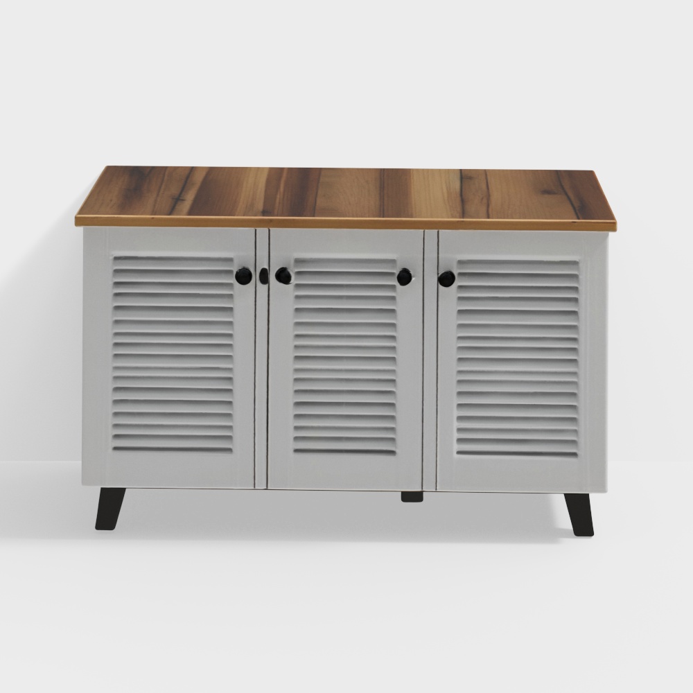 Plim 3-Door Shoe Rack - Oak and White