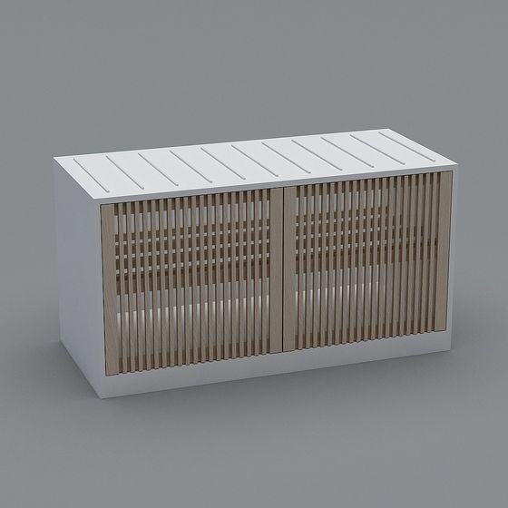 Wood Grain Grid Storage Cabinet 3D model