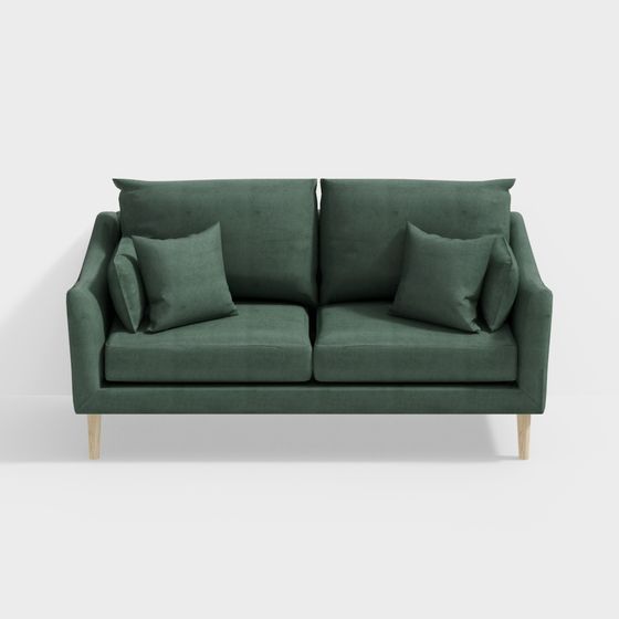 Stylish Low-Poly Green Sofa 3D Model