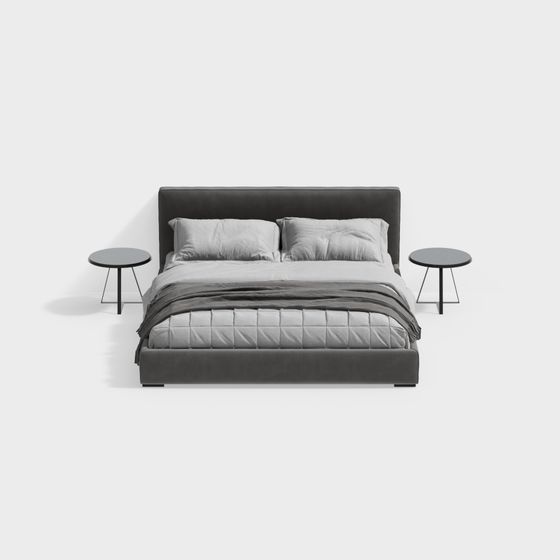 Stylish Minimalist Bed 3D model for Modern Interiors