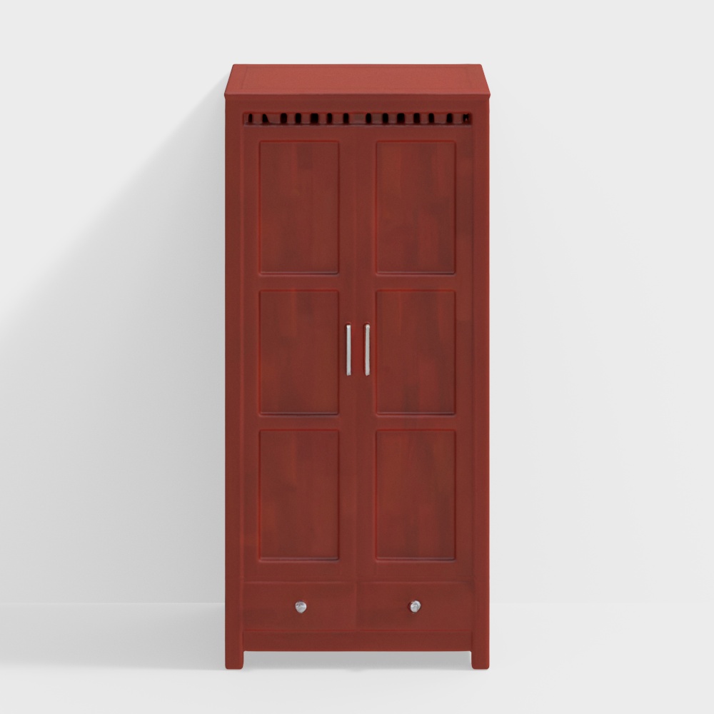 Shibori Solid Wood 2 Door Wardrobe with 2 Drawers