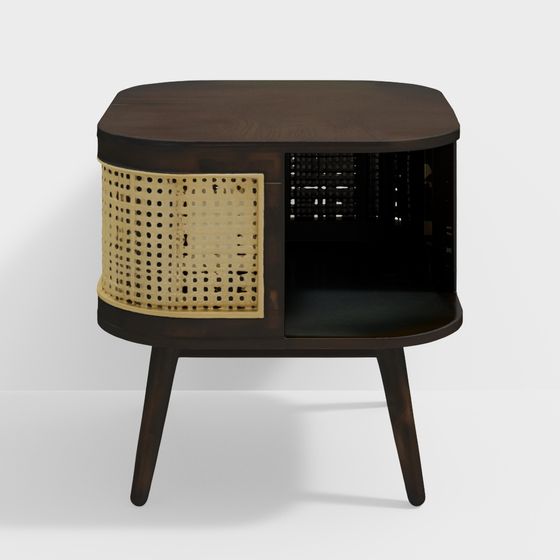 Elegant Rattan Side Table 3D model