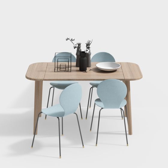 Modern Minimalist Dining Table and Chairs 3D model