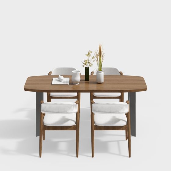 Mid-Century Dining Set 3D model for Elegant Spaces
