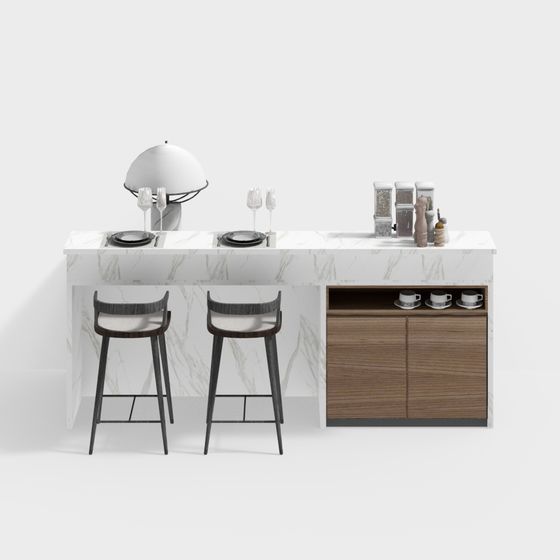 Minimalist Bar Counter 3D model for Urban Spaces