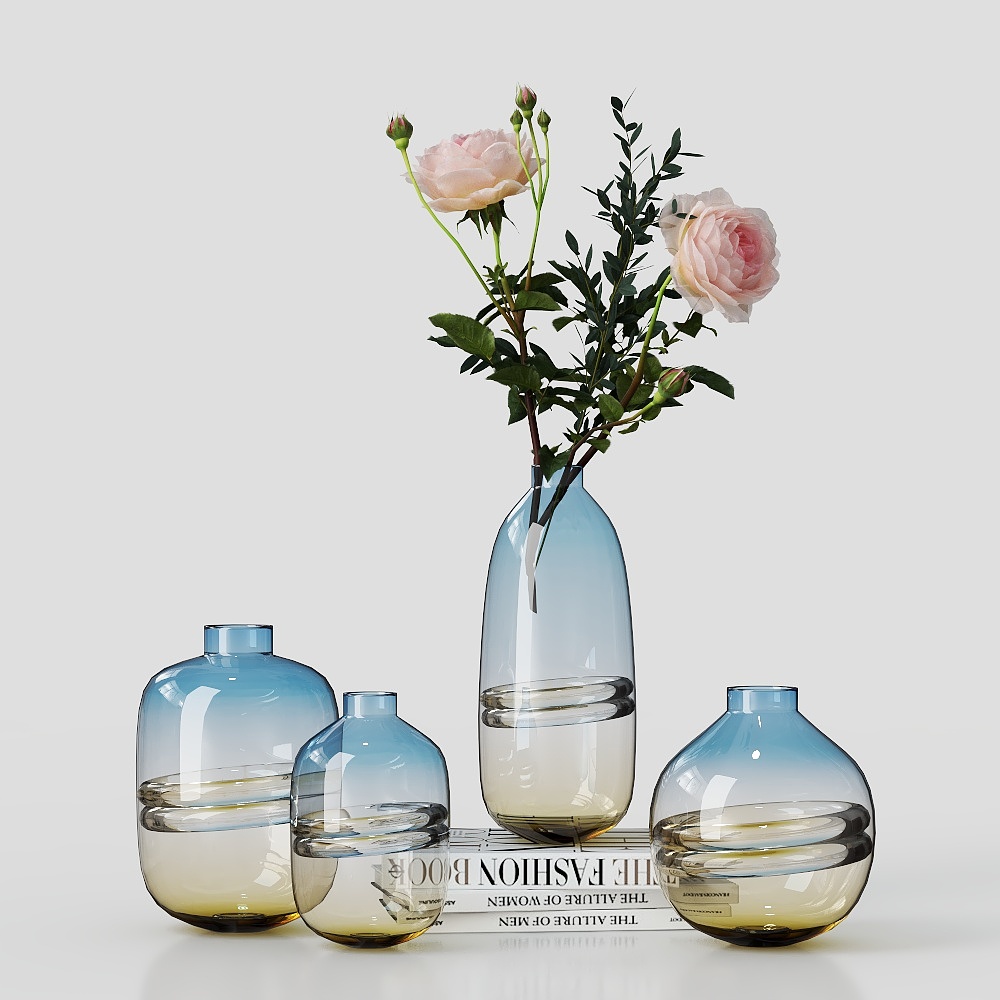 Elemento Decorativo Vaso di Vetro Blu