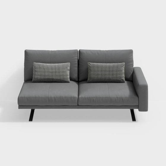Stylish Gray Leather 3D Sofa Model