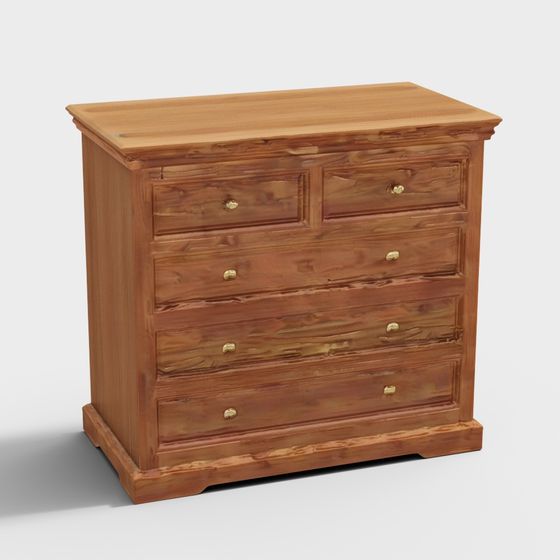 Elegant Vintage Wooden Storage Cabinet 3D model