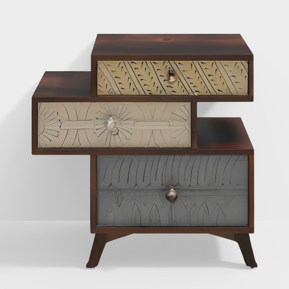 Zenga Solid Wood Side Table in Antique Walnut