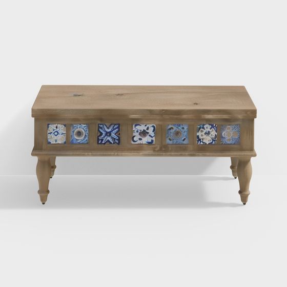 Azul Rectangular Solid Wood Coffee Table in Brushe