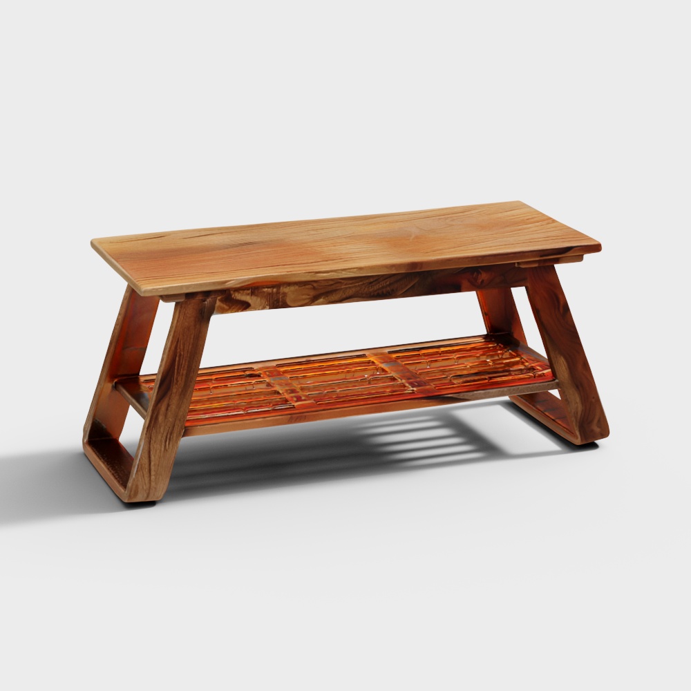 Alison Rectangular Solid Wood Coffee Table in Teak
