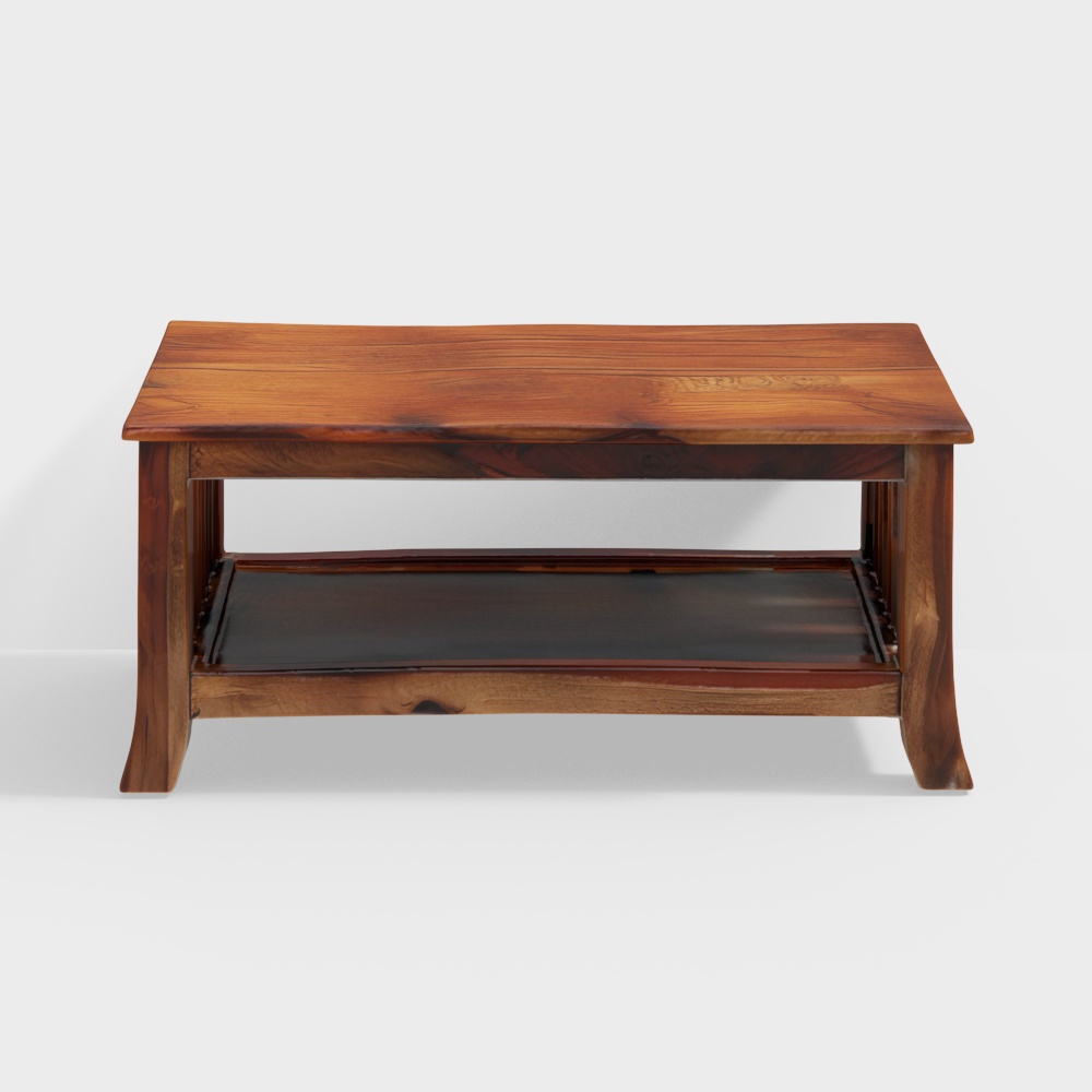 Omar Rectangular Solid Wood Coffee Table in Teak