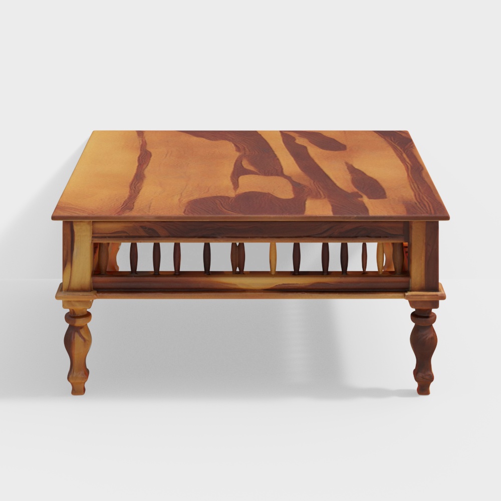 Girli Square Solid Wood Coffee Table in Provincial