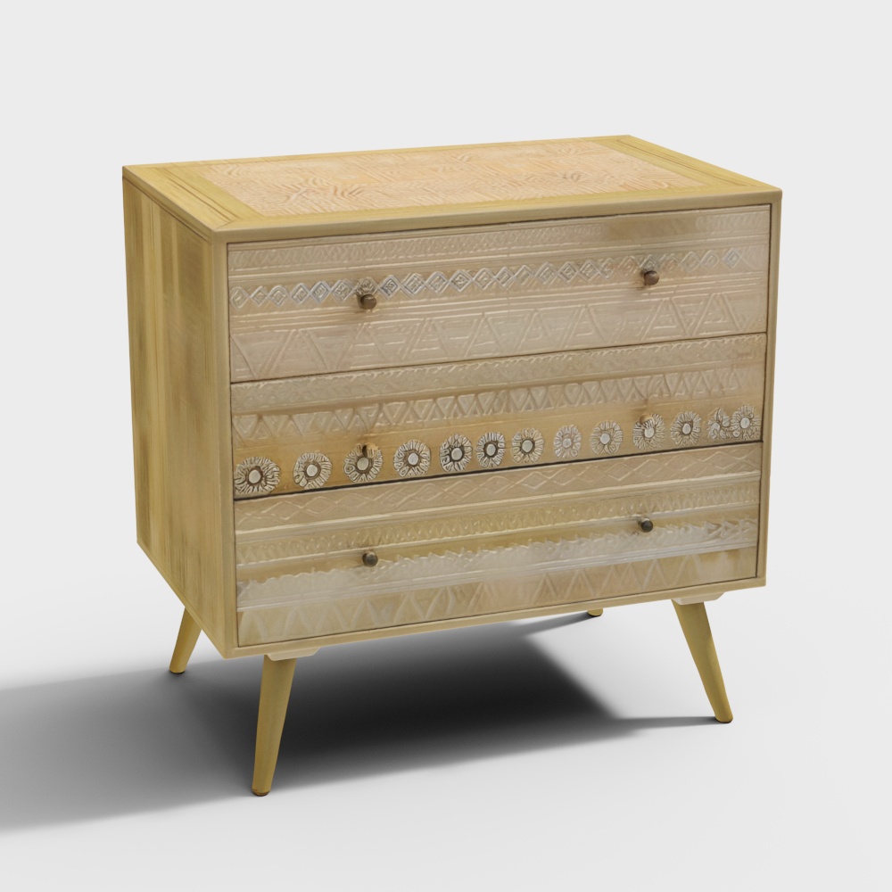 Ivara Solid Wood Chest of 3 Drawers in Natural Finish