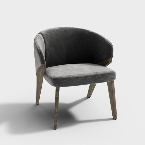 Elegant Gray Velvet Chair 3D model